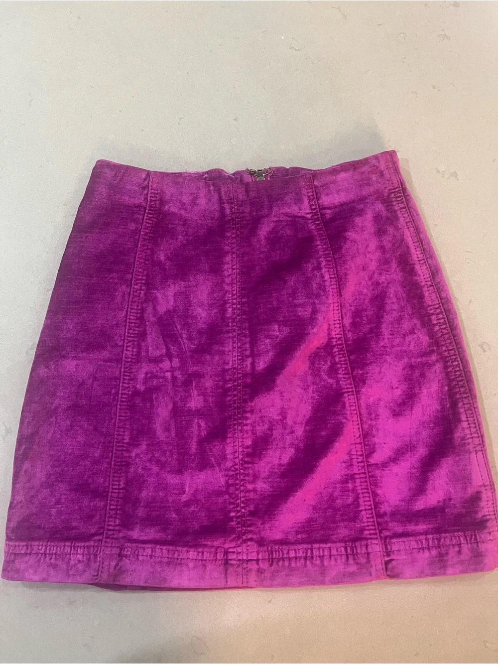 Free People Velvet Mini Skirt in Vibrant Magenta